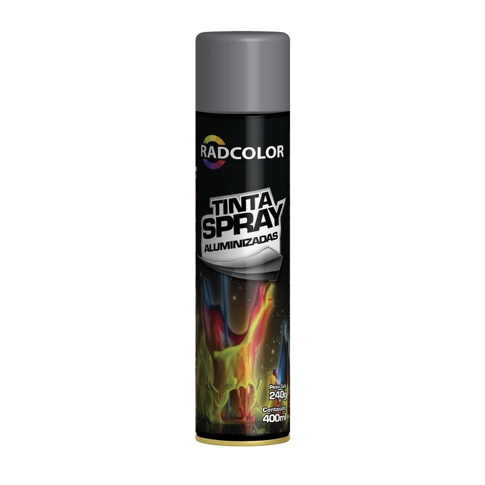 Tinta Spray Alumínio Alta Temperatura 400ml/250g - RADNAQ RC210706