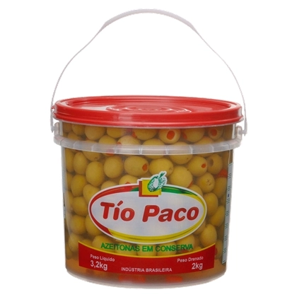 Azeitona Verde Tio Paco Recheada Com Pimentão 2kg