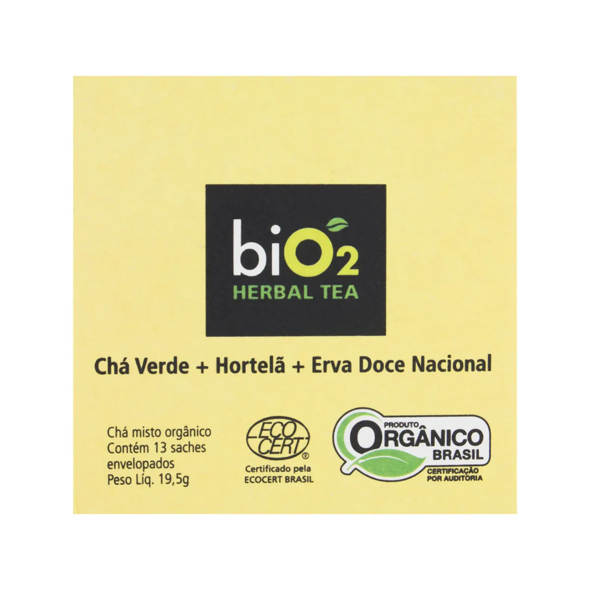 Chá Orgânico Chá Verde, Hortelã E Erva Doce Bio2 Herbal Tea Caixa 19,5g 13 Unidades