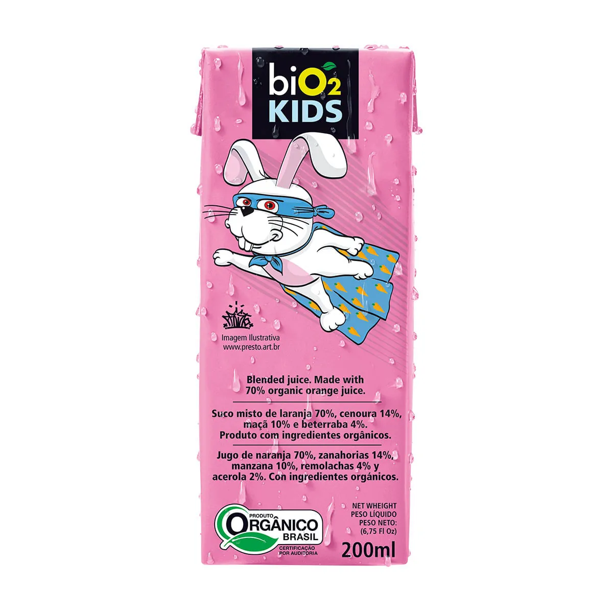 Suco Misto Orgânico Laranja, Cenoura, Maçã E Beterraba Bio2 Kids Caixa 200ml