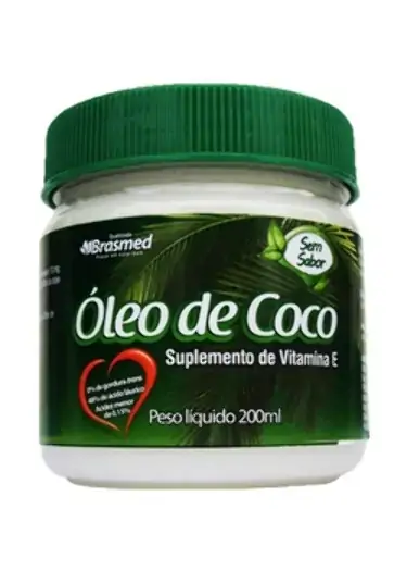 óleo De Coco Extra Virgem Sem Sabor Com Vitamina E Brasmed 200ml