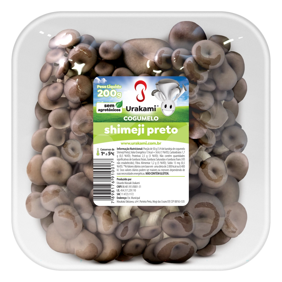 Cogumelo Shimeji Preto Orgânico Urakami Bandeja 200g