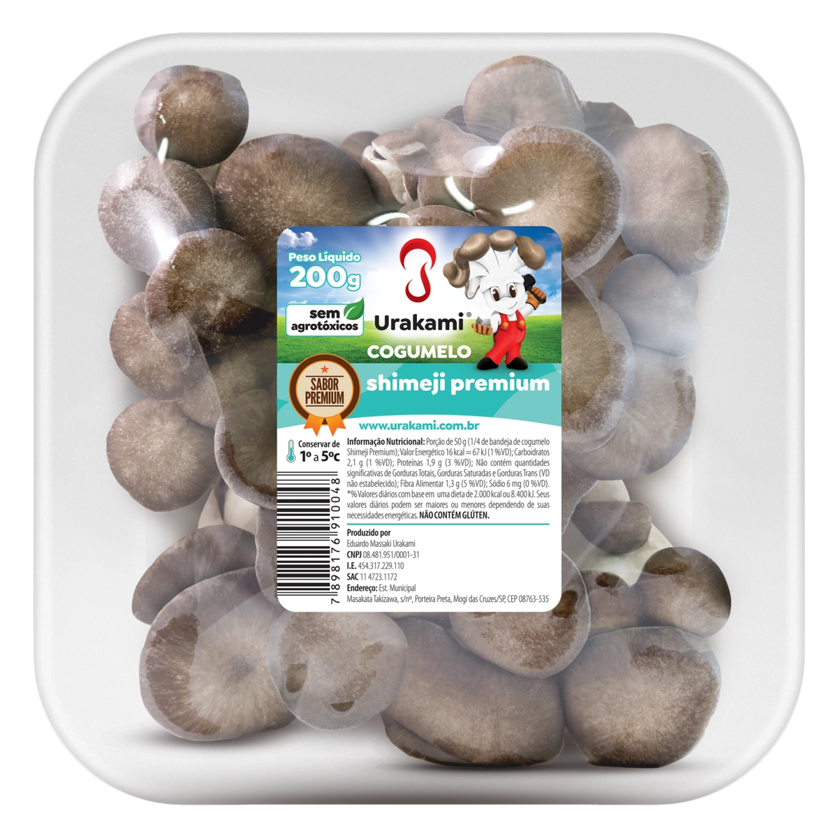 Cogumelo Shimeji Orgânico Urakami Premium Bandeja 200g