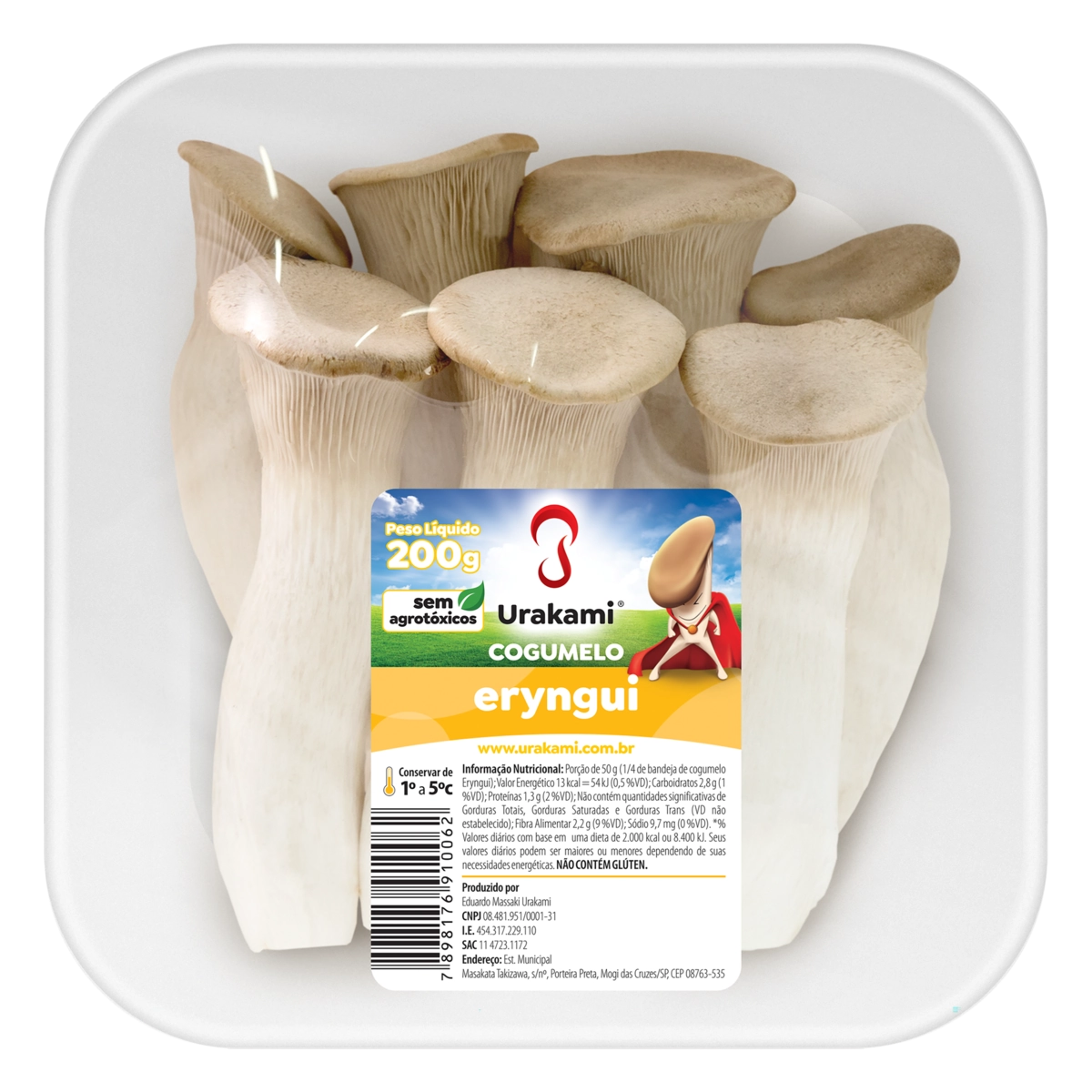 Cogumelo Eryngui Orgânico Urakami Bandeja 200g