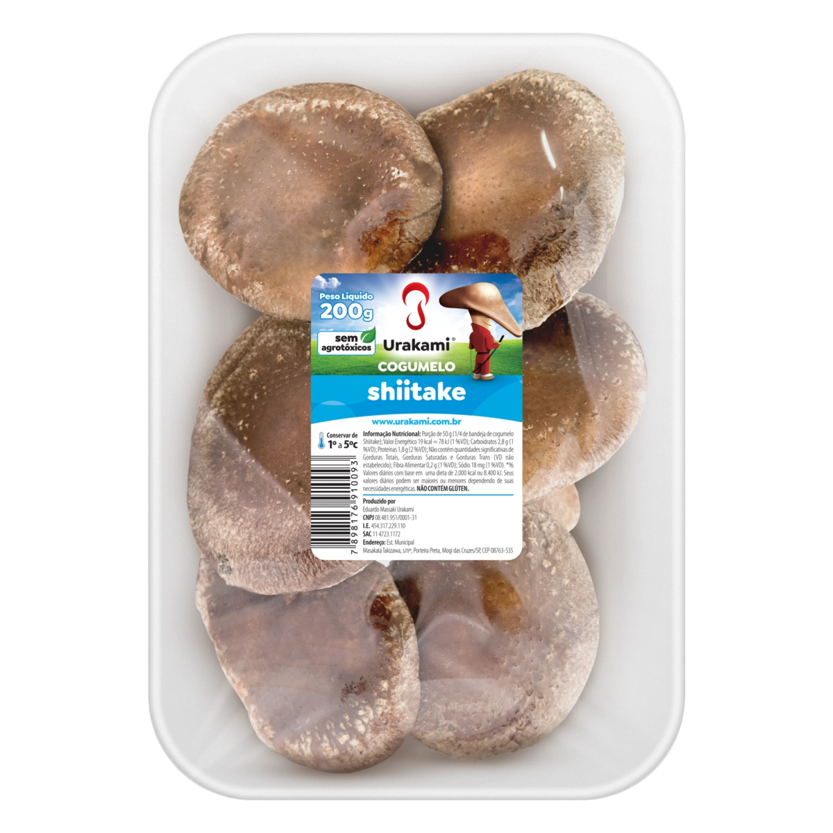 Cogumelo Shiitake Orgânico Urakami Bandeja 200g
