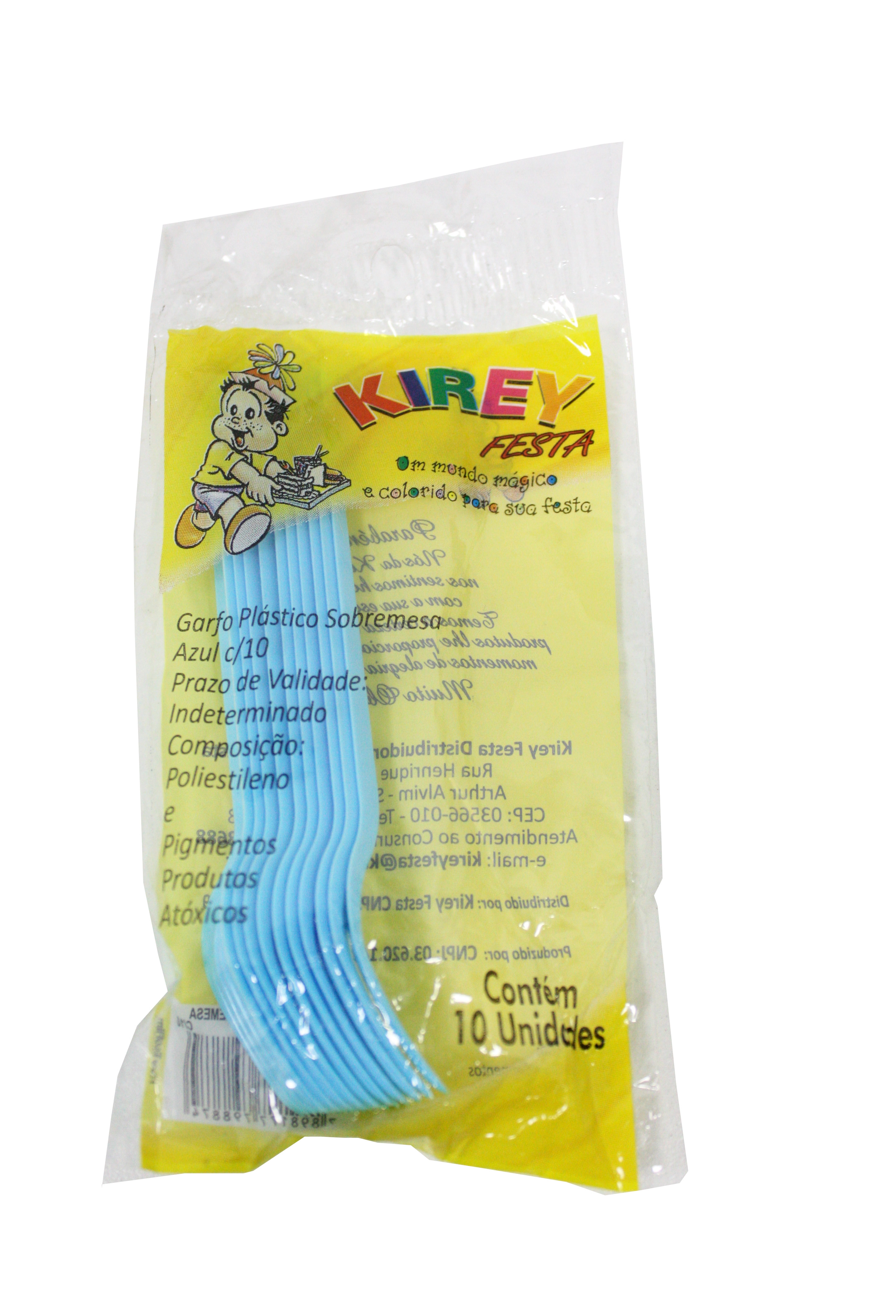 Garfo Plast Sobrem Kirey Azul C/10