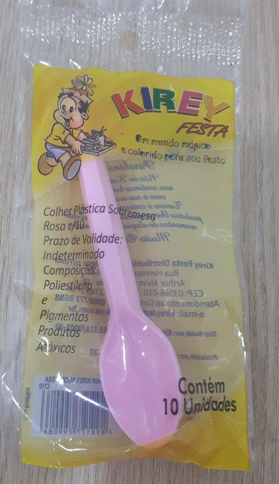 Colher Plast Sobrem Kirey Md Rosa C/10
