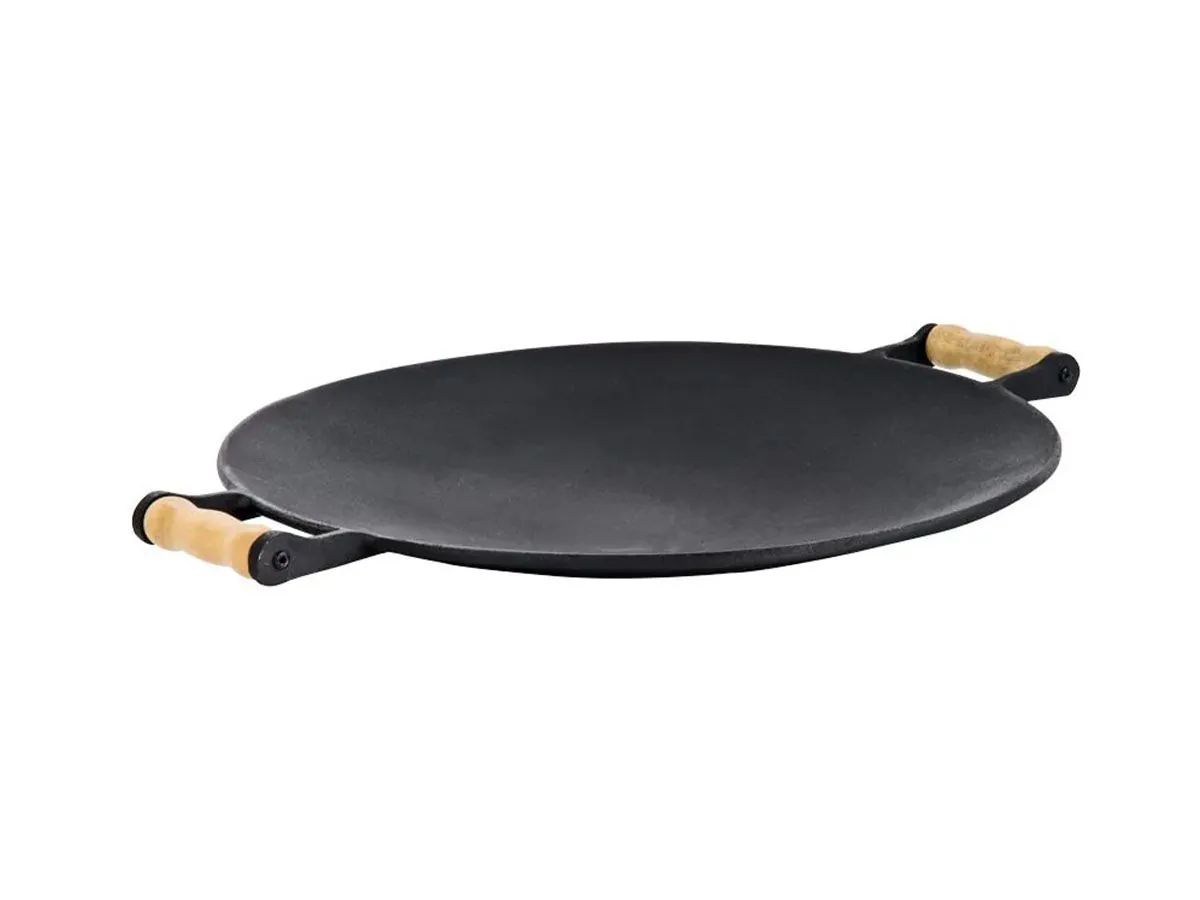 Chapa Disco Côncava Picanheira Em Ferro E Alça Madeira 45 Cm
