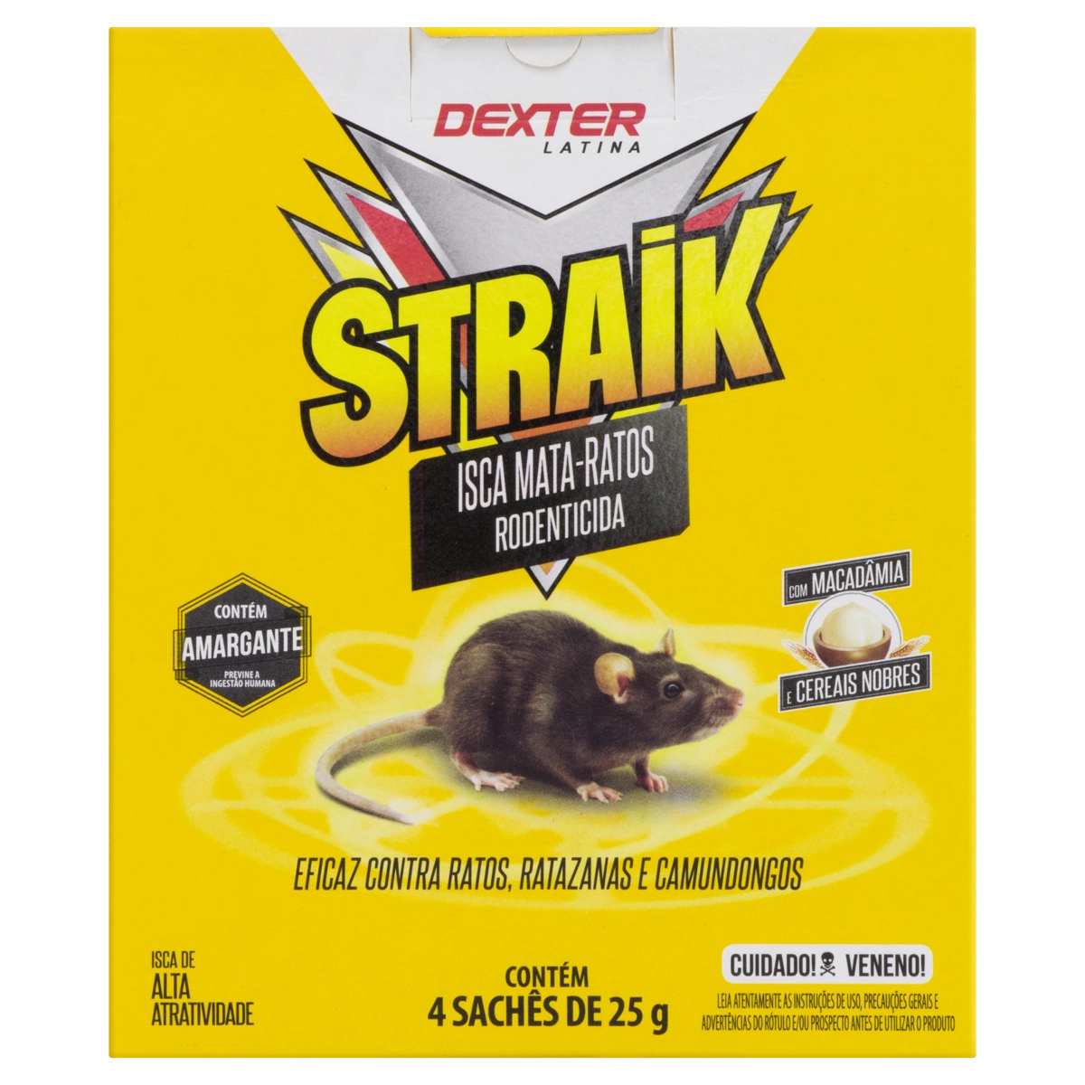 Isca Mata Ratos Dexter Latina Straik Caixa 100g 4 Unidades