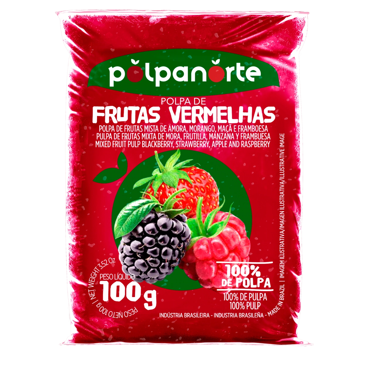 Polpa De Frutas Vermelhas Polpanorte Pacote 100g