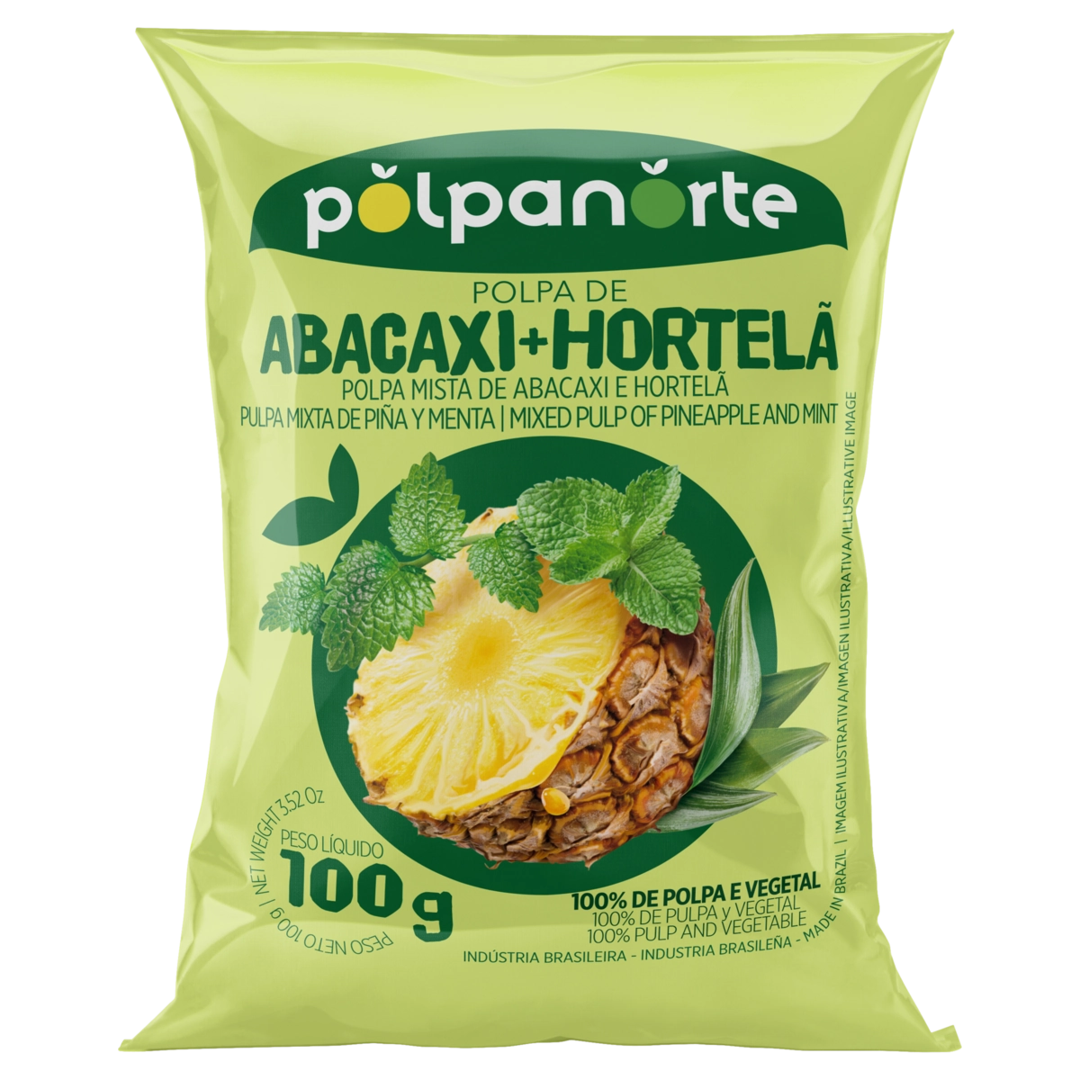 Polpa De Fruta Abacaxi Com Hortelã Polpanorte Pacote 100g