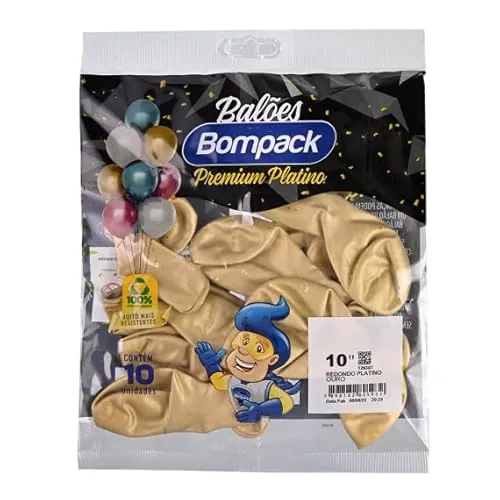 Balao 9.0 Bompack C/30un Metalico Ouro