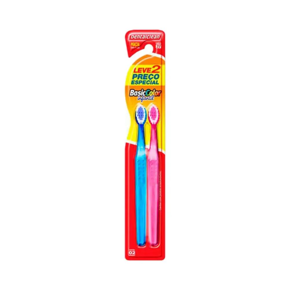 Escova Dental Infantil Macia Dentalclean Basic Color Cabeça 27 2 Unidades
