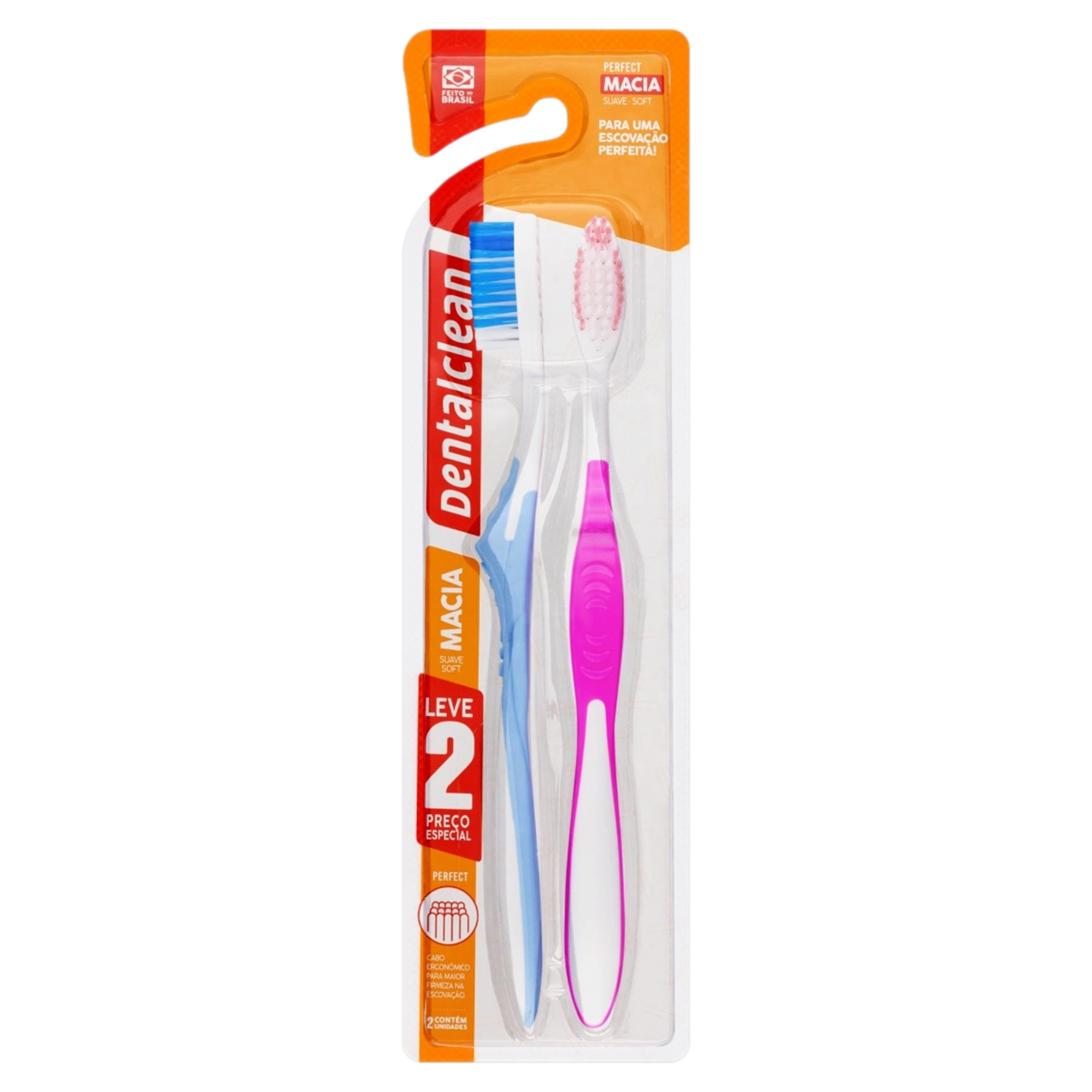 Escova Dental Macia Dentalclean Perfect 2 Unidades