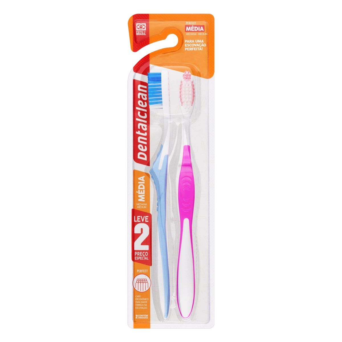 Escova Dental Média Dentalclean Perfect 2 Unidades