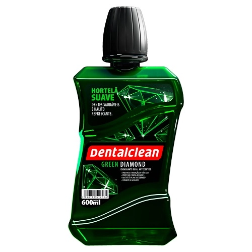 Enxaguante Bucal Antisséptico Zero álcool Hortelã Suave Dentalclean Green Diamond Frasco 600ml