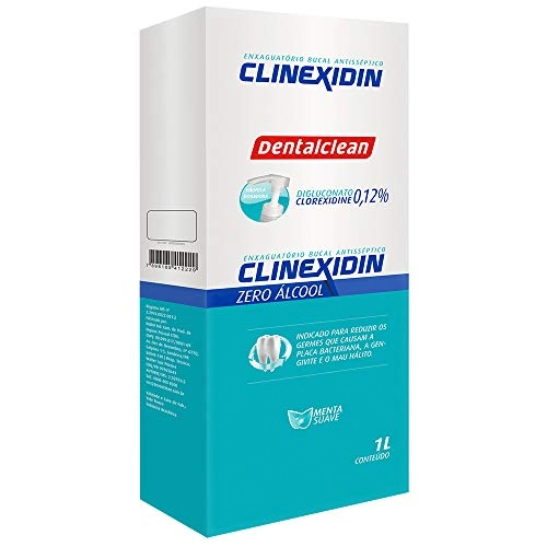 Enxaguante Bucal Antisséptico Zero álcool Menta Suave Dentalclean Clinexidin Caixa 1l