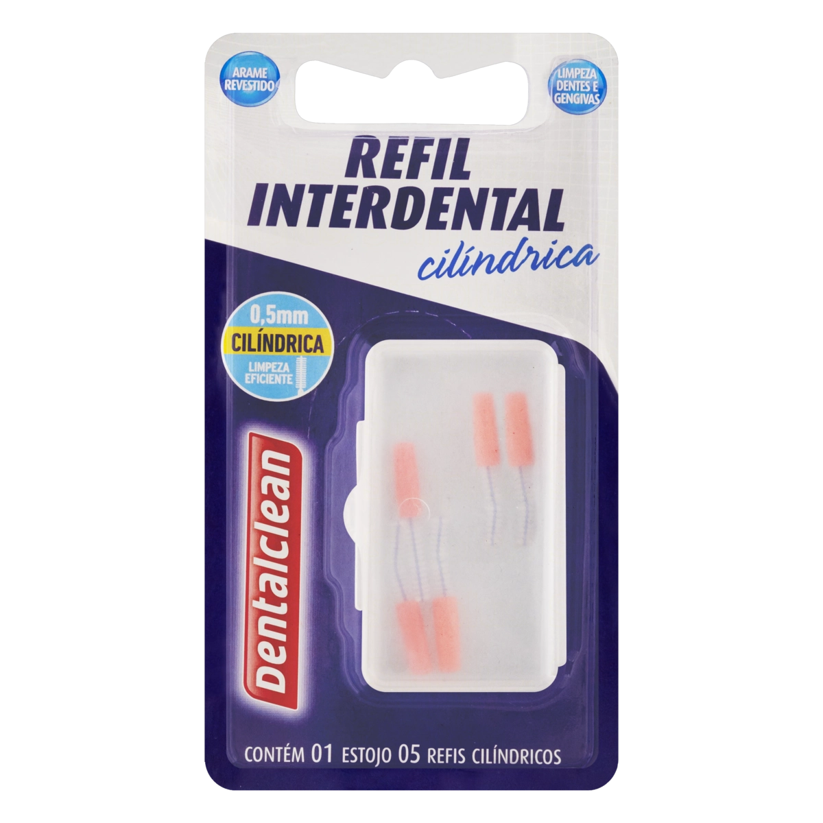 Kit Estojo 5 Refis Para Escova Interdental Cilíndricos 0,5mm Dentalclean