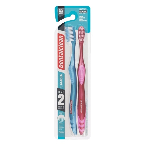 Escova Dental Macia Dentalclean Fine Tip 2 Unidades Grátis Sachê De Gel Dental Regenerador Sensitive