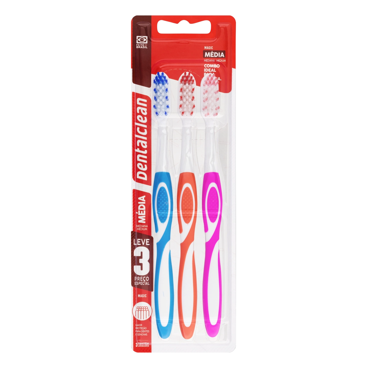 Escova Dental Média Dentalclean Magic 3 Unidades