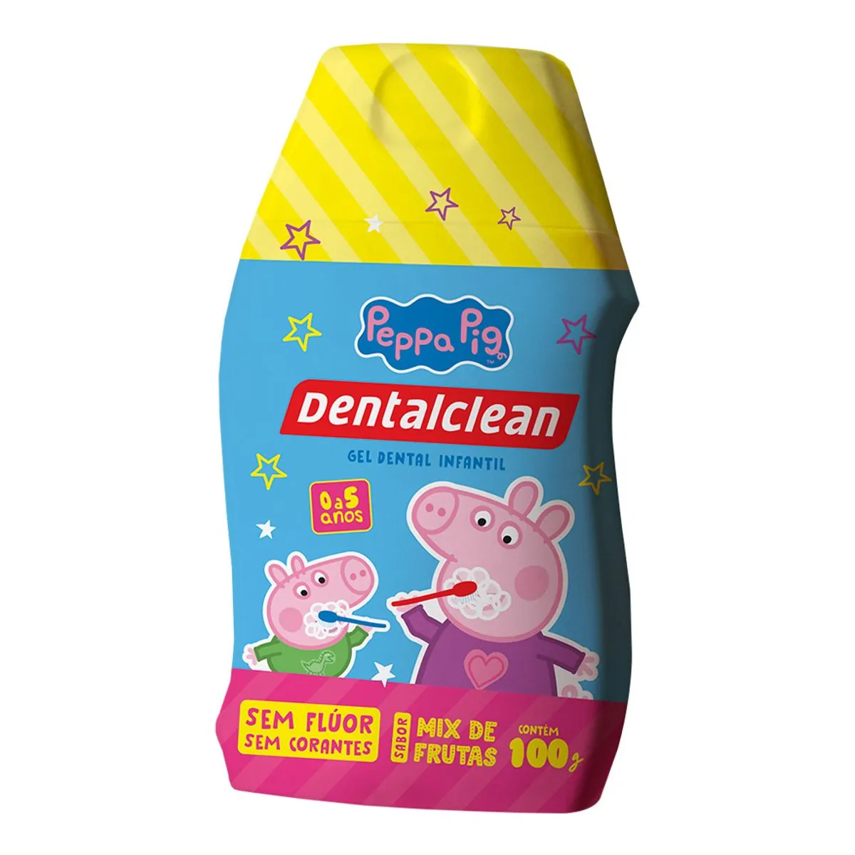 Gel Dental Infantil Sem Flúor Mix De Frutas Peppa Pig Dentalclean Frasco 100g