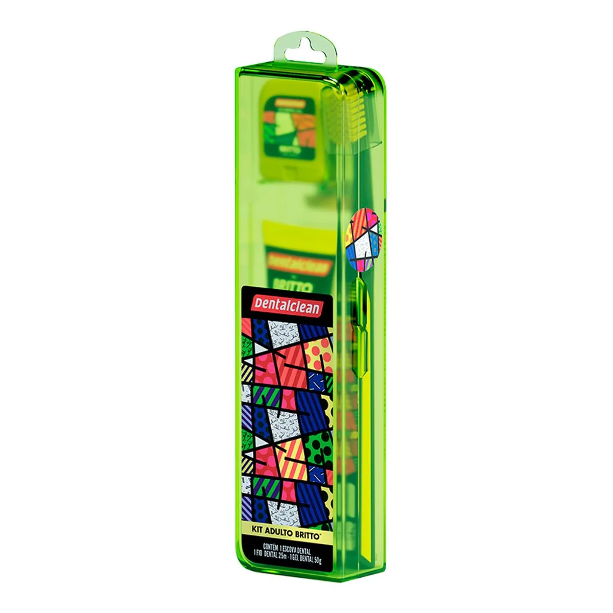 Kit Escova Dental Macia Fio Dental 25m Gel Dental Menta 50g Regenerador Sensitive Romero Britto Dent