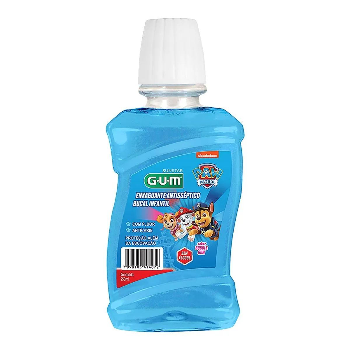 Enxaguante Bucal Infantil Antisséptico Zero álcool Bubble Gum Paw Patrol Gum Frasco 250ml