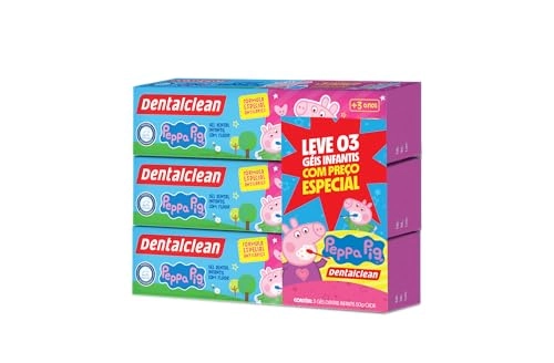 Pack Gel Dental Infantil Com Flúor Tutti Frutti Peppa Pig Dentalclean Caixa 3 Unidades 50g Cada