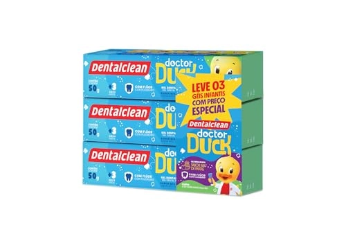 Pack Gel Dental Infantil Com Flúor Mix De Frutas Doctor Duck Dentalclean Caixa 3 Unidades 50g Cada