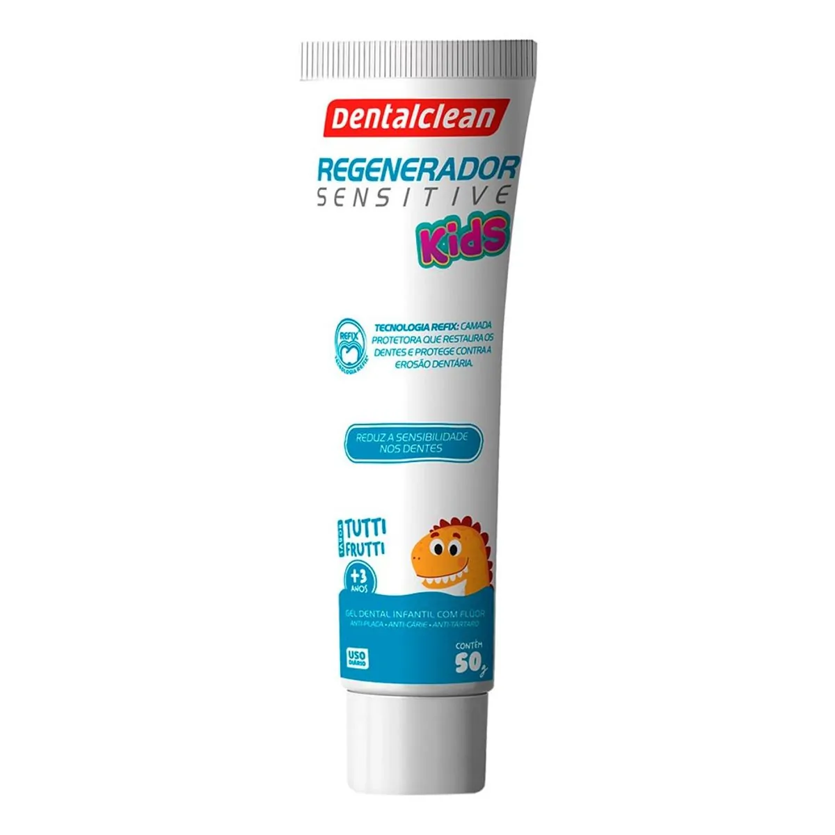 Gel Dental Com Flúor Tutti Frutti Dentalclean Regenerador Sensitive Kids Caixa 50g