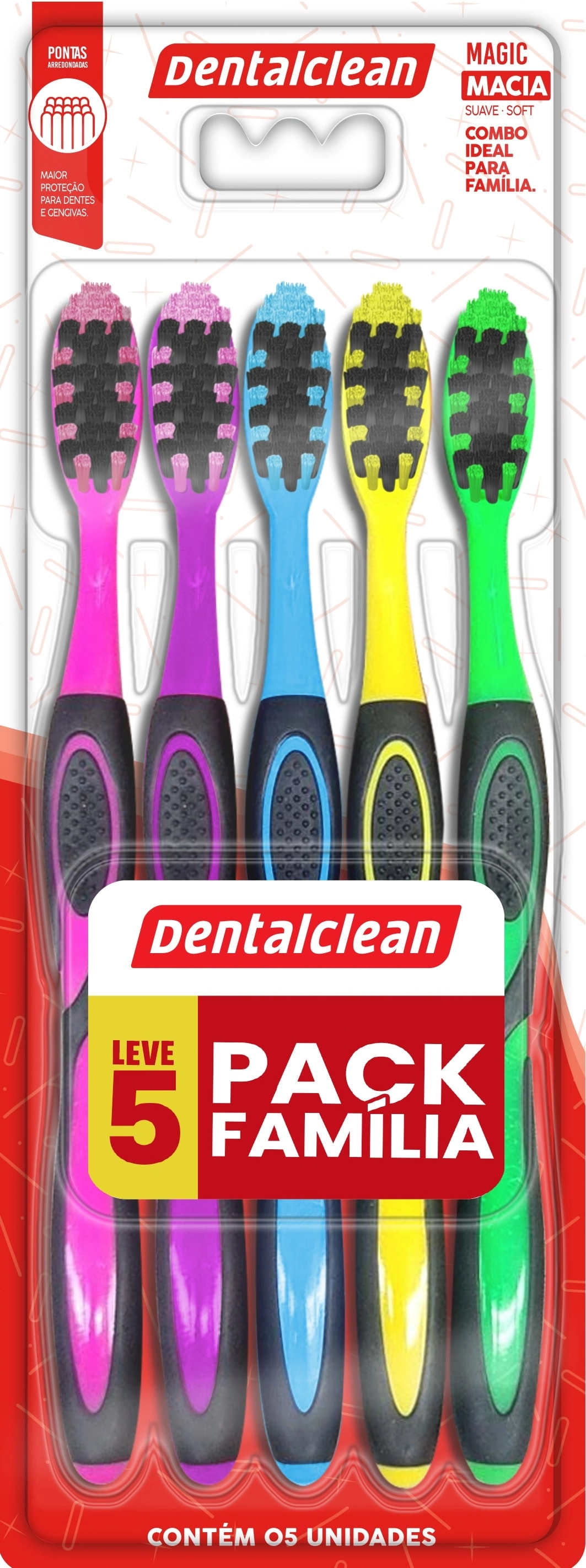 Escova Dental Macia Dentalclean Magic 5 Unidades