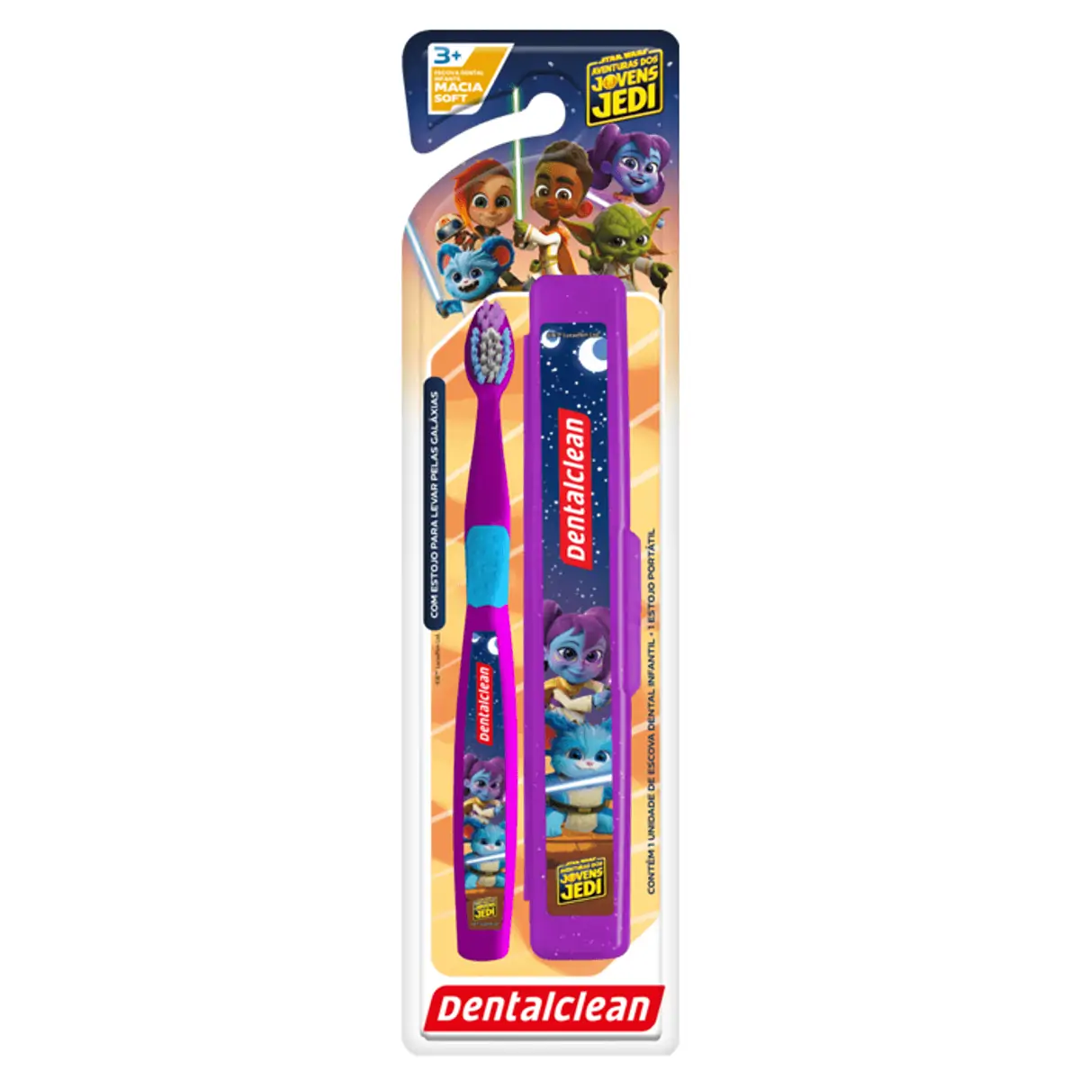 Escova Dental Infantil Macia Com Estojo Star Wars Aventuras Dos Jovens Jedi Dentalclean