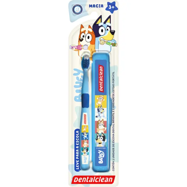 Escova Dental Infantil Macia Com Estojo Bluey Dentalclean