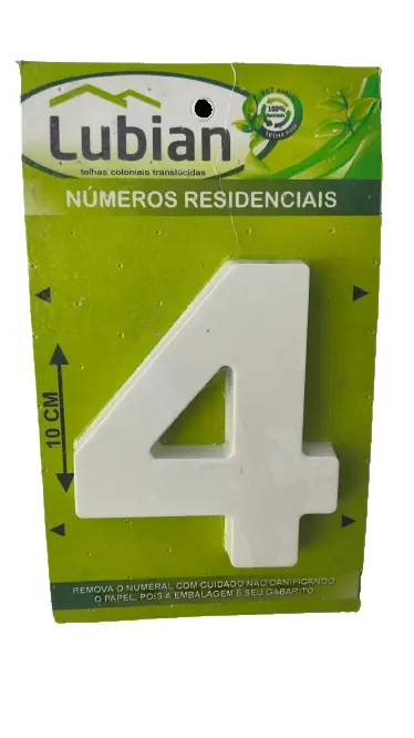 Número "4" 10cm Branco Em Plástico Abs