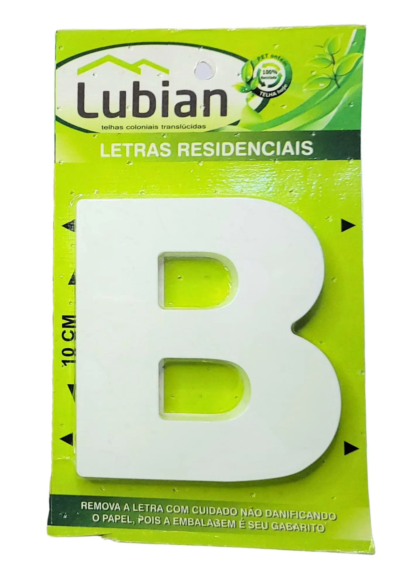 Letra "B" 10cm Branco Em Plástico Abs