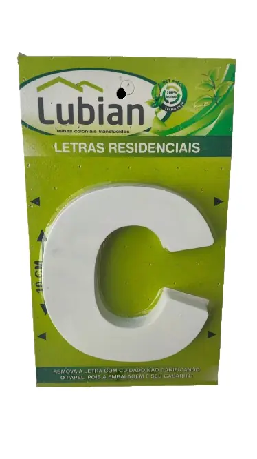 Letra "C" 10cm Branco Em Plástico Abs
