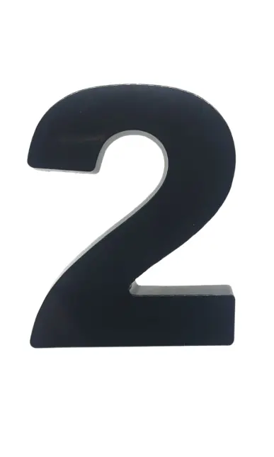 Número "2" 15cm Preto em caixa alta 3D Plástico Abs