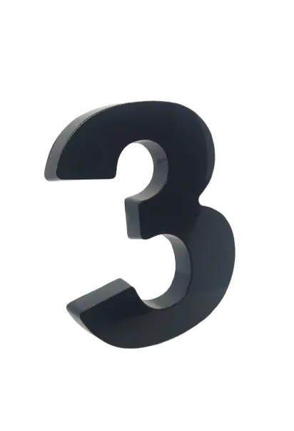 Número "3" 15cm Preto Em Caixa Alta 3d Plástico Abs
