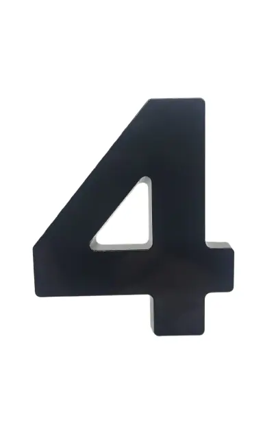 Número "4" 15cm Preto Em Caixa Alta 3d Plástico Abs