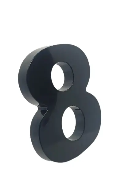 Número "8" 15cm Preto Em Caixa Alta 3d Plástico Abs