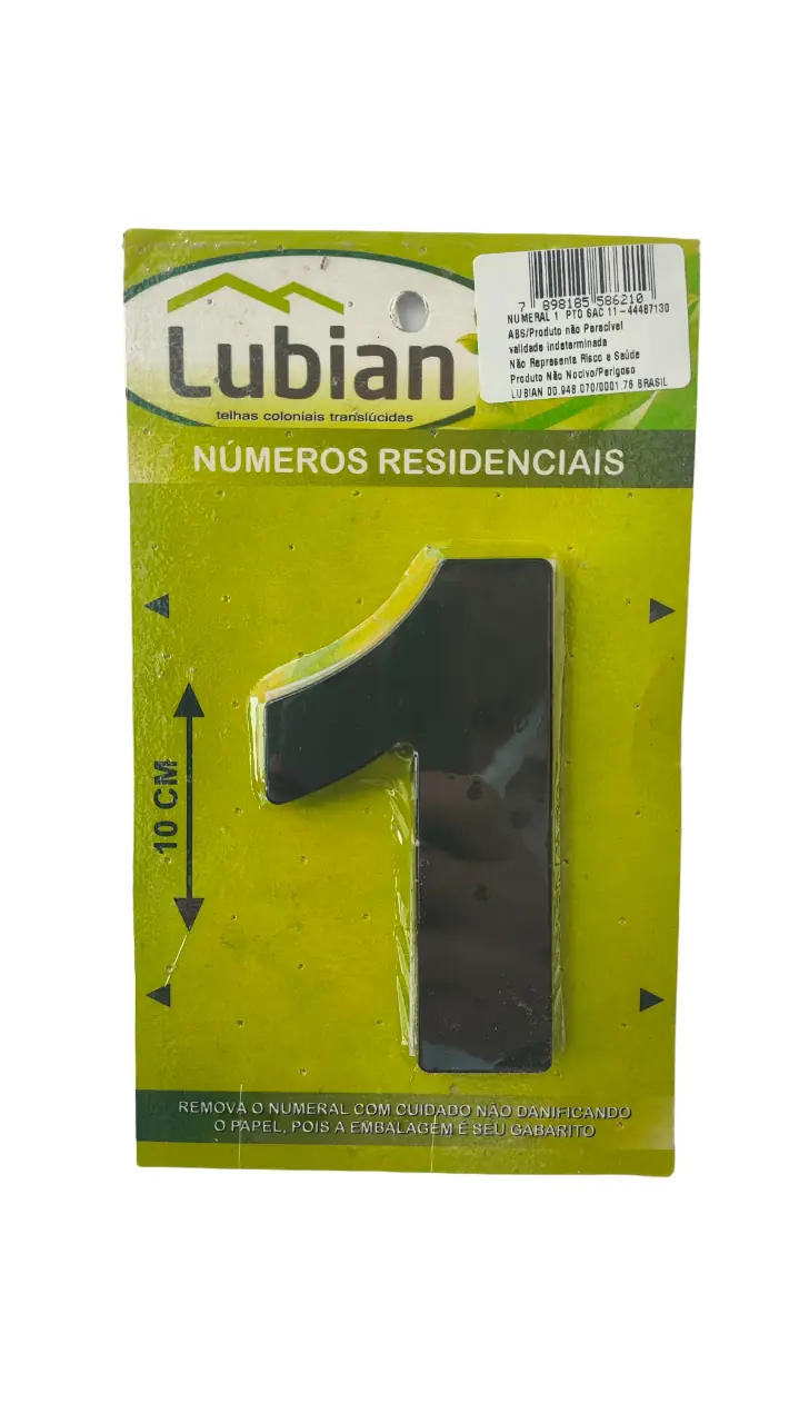 Número "1" 10cm Preto Em Caixa Alta 3D Plástico Abs
