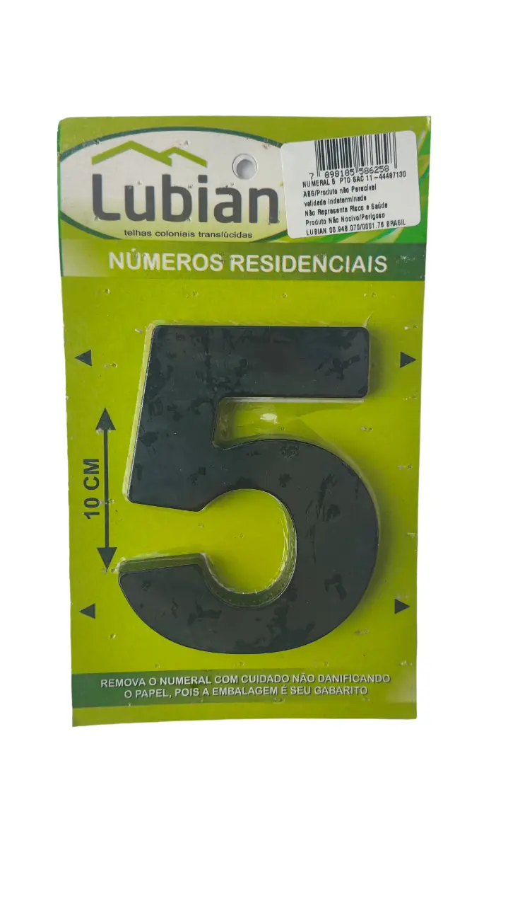 Número "5" 10cm Preto Em Caixa Alta 3d Plástico Abs