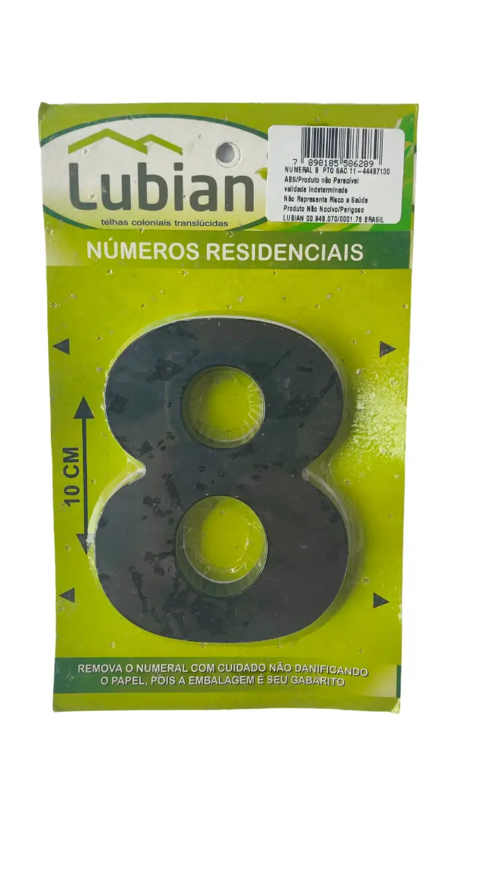 Número "8" 10cm Preto Em Caixa Alta 3d Plástico Abs