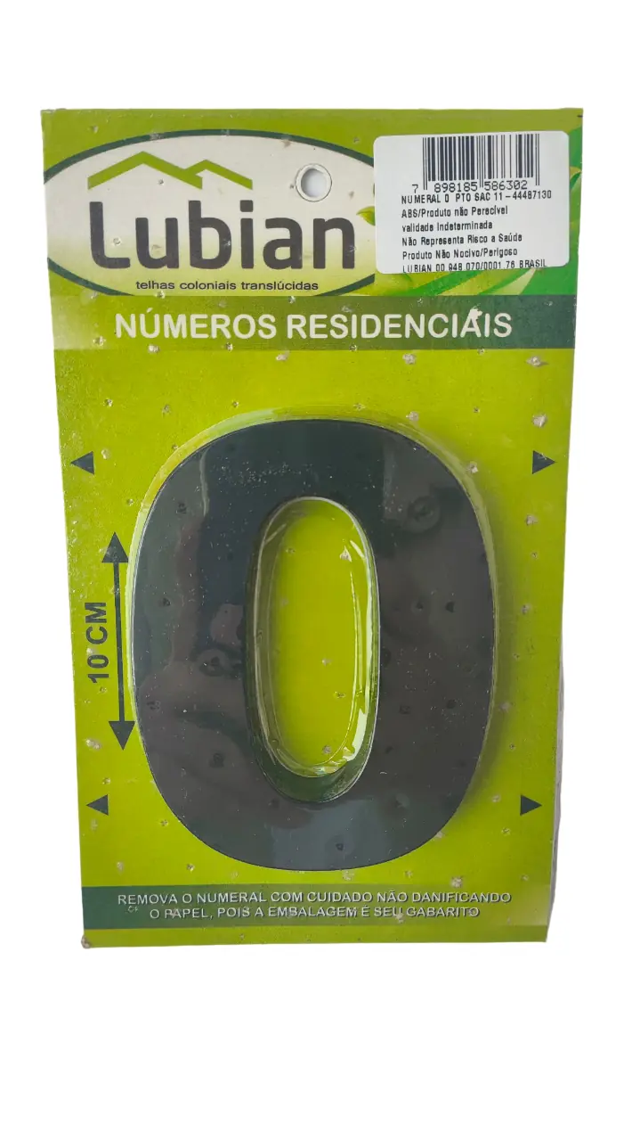 Número "0" 10cm Preto Em Caixa Alta 3D Plástico Abs
