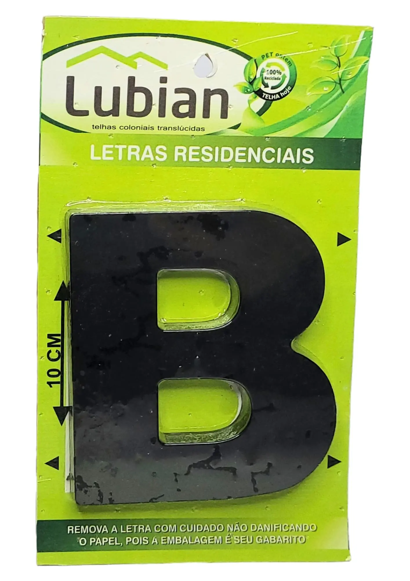 Letra "B" 10cm Preto Em Plástico Abs