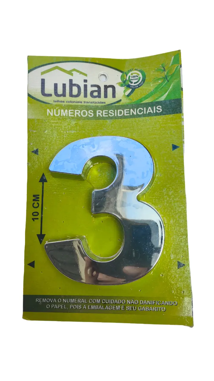 Número "3" 10cm Cromado Em Caixa Alta 3D Plástico Abs