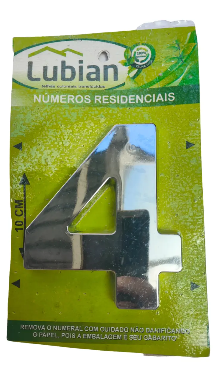 Número "4" 10cm Cromado Em Caixa Alta 3D Plástico Abs
