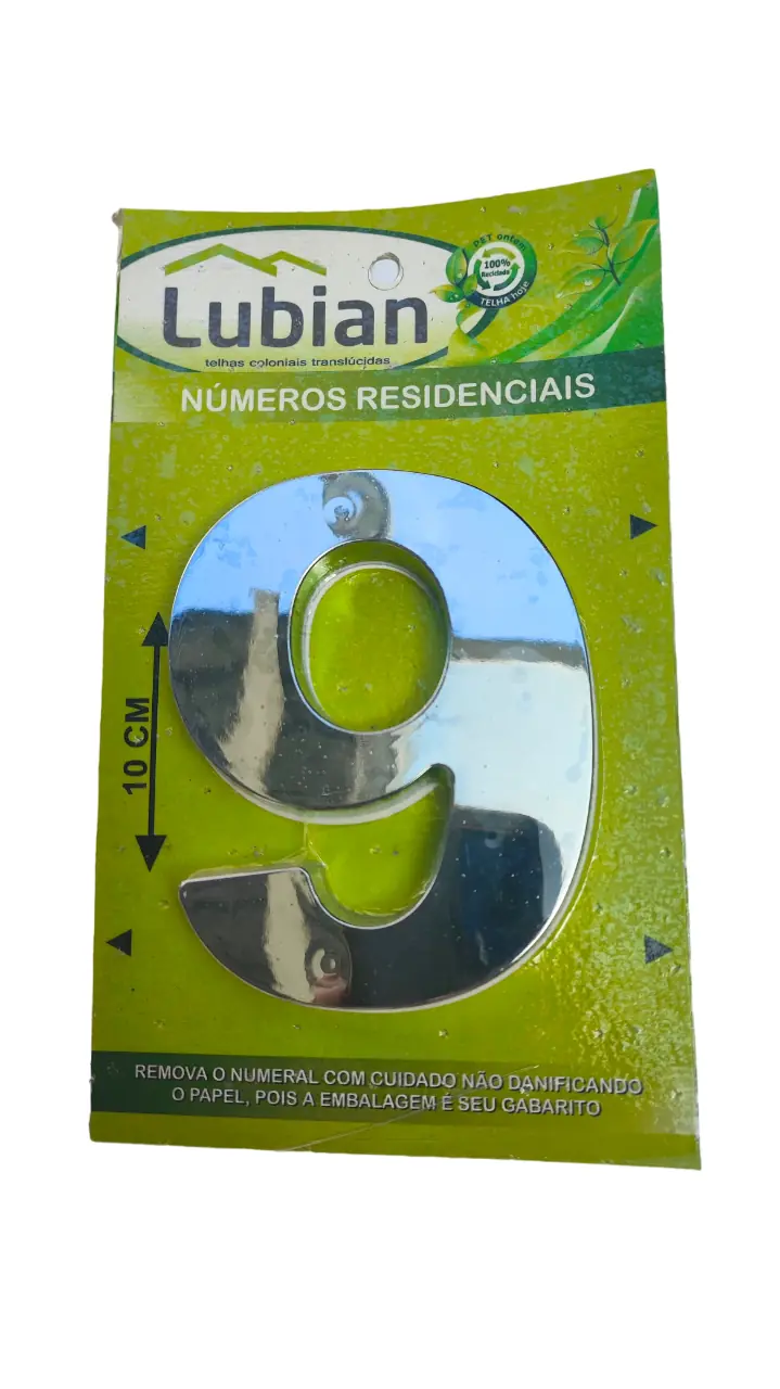 Número "9" 10cm Cromado Em Caixa Alta 3D Plástico Abs