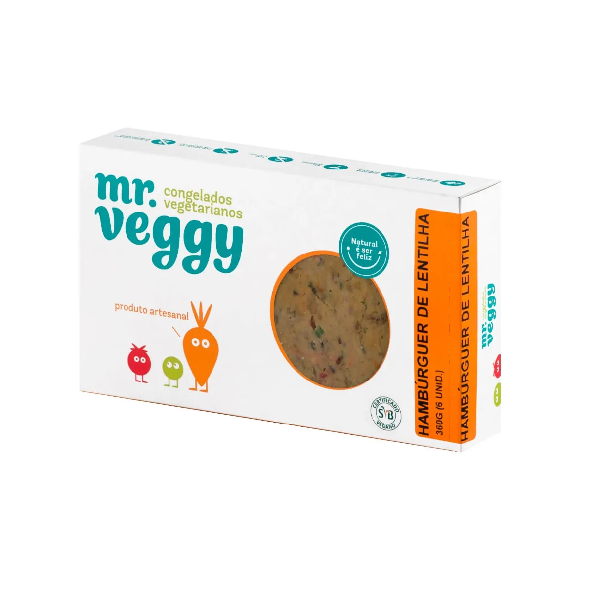 Hambúrguer De Lentilha Zero Lactose Mr. Veggy Caixa 360g 6 Unidades