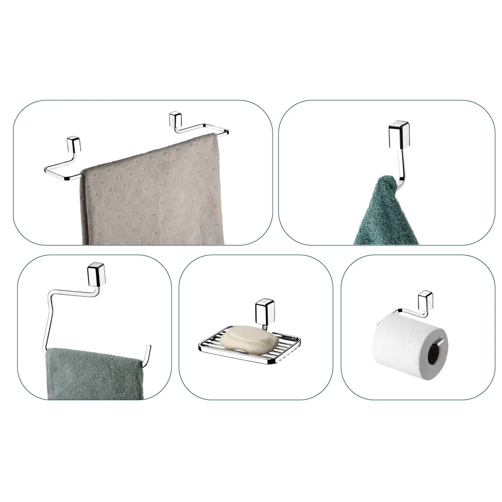 Kit De Banheiro Para Pendurar Parede 5 Peças Schmitt Aramado Cromado